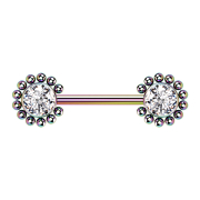 Threadless Barbell colored sun balls with crystal silver