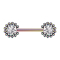 Threadless Barbell colored sun balls with crystal silver