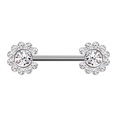 Threadless barbell silver sun with crystals silver