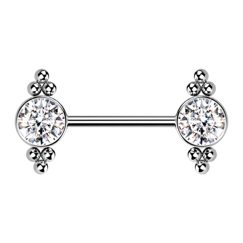 Threadless Barbell argent boules avec cristal argenté