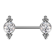 Threadless Barbell argent boules avec cristal argenté