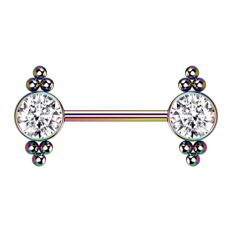 Threadless Barbell boules de couleur avec cristal argenté