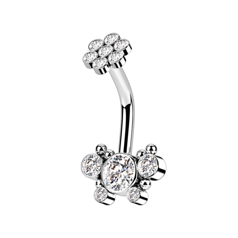 Banana filo interno argento cristallo fiore e farfalla