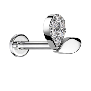 Micro labret internal thread silver heart stud crystals...