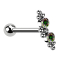 Micro barbell silver with ball two crystals dark multicolor and balls