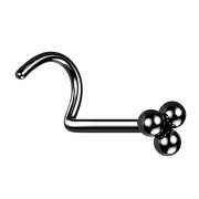 Nasenstecker gebogen schwarz drei Kugeln