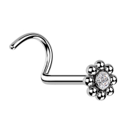 Clous de nez courbés argent fleur avec boules et...