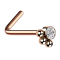 Nasenstecker gewinkelt rosegold Kristall mit drei Kugeln