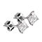 Stud earrings 14k white gold with square crystal silver