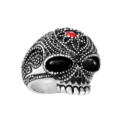 Anello argento perla teschio con cristallo