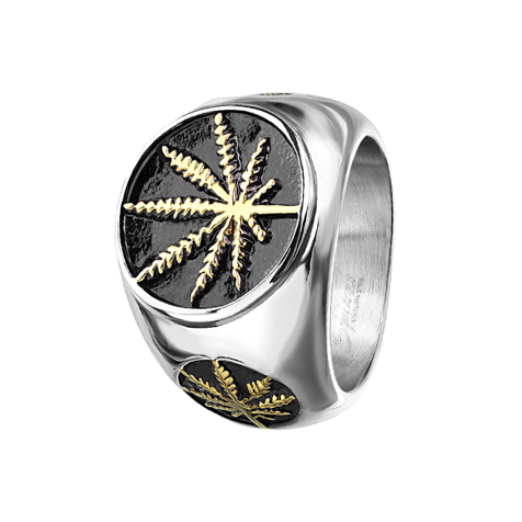 Anello argento foglia di canapa