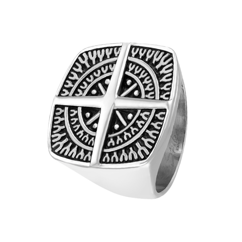 Ring silber Kompassrose