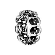 Silver ring made from skulls