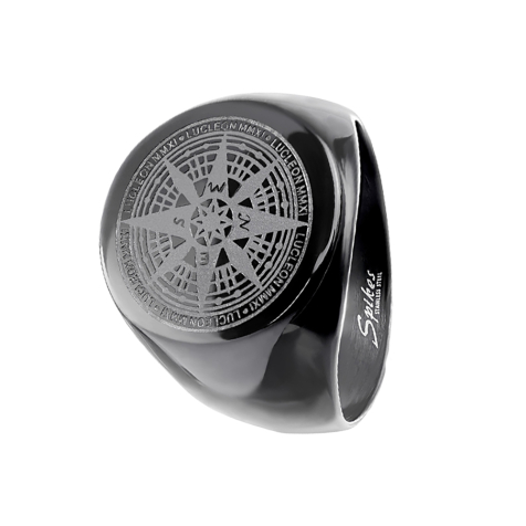 Ring black compass rose