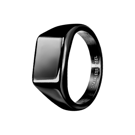 Anneau noir carré plat