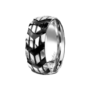 Ring silver angular pattern