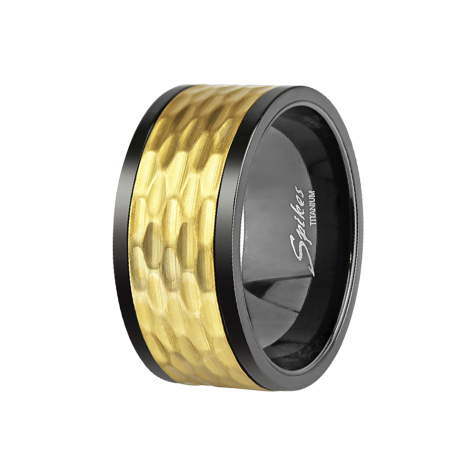 Ring schwarz gehämmert gold