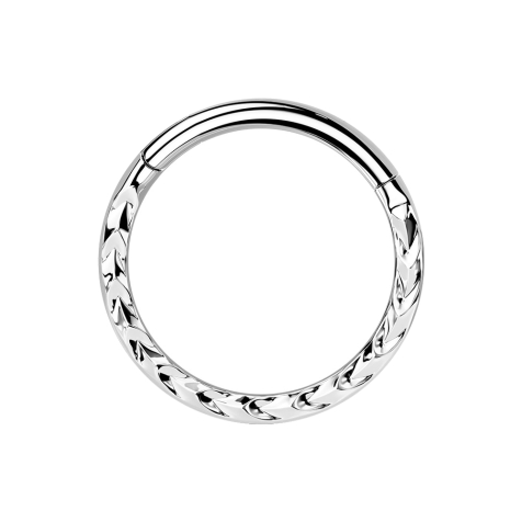 Micro segment ring hinged silver angled pattern