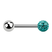 Barbell argent avec boule et cristal boule turquoise...
