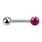 Barbell silver with ball and crystal ball fuchsia epoxy protective layer