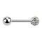 Micro Barbell argenté avec boule et boule de cristal argenté Couche de protection en époxy