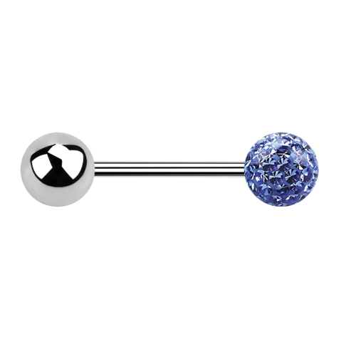 Micro Barbell argent avec boule et boule de cristal bleu clair époxy de protection