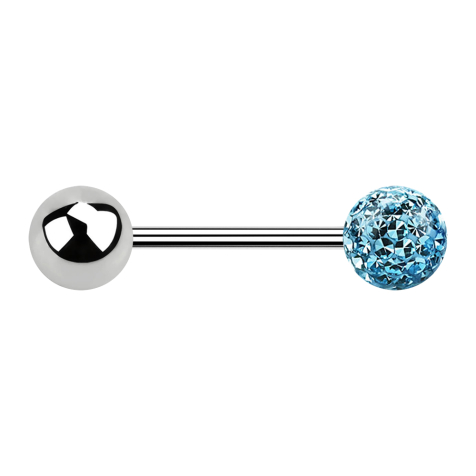 Micro Barbell argent avec boule et boule de cristal aqua couche protectrice dépoxy