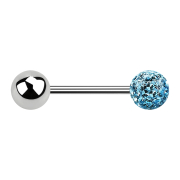 Micro Barbell argent avec boule et boule de cristal aqua...