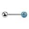 Micro Barbell argent avec boule et boule de cristal aqua couche protectrice dépoxy