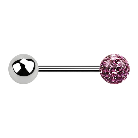 Micro Barbell argent avec boule et boule de cristal violet clair couche protectrice dépoxy