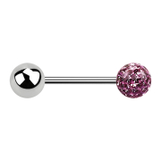 Micro Barbell argent avec boule et boule de cristal...