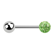 Micro Barbell argent avec boule et boule de cristal vert...
