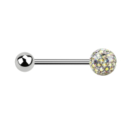 Micro Barbell argent avec boule et boule de cristal...