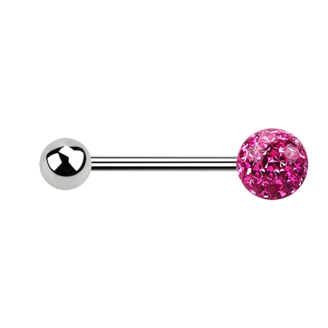 Micro Barbell argent avec boule et boule de cristal rose couche protectrice dépoxy