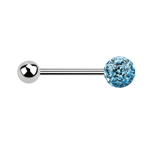 Micro Barbell argent avec boule et boule de cristal aqua couche protectrice dépoxy
