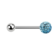 Micro Barbell argent avec boule et boule de cristal aqua...