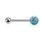 Micro Barbell argent avec boule et boule de cristal aqua couche protectrice dépoxy
