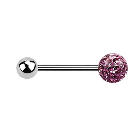 Micro Barbell argent avec boule et boule de cristal violet clair couche protectrice dépoxy