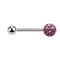 Micro Barbell argent avec boule et boule de cristal violet clair couche protectrice dépoxy