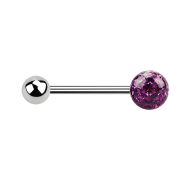 Micro Barbell argent avec boule et boule de cristal...