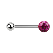 Micro Barbell argent avec boule et cristal boule fuchsia...