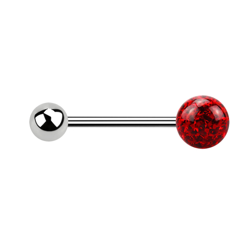 Micro Barbell argent avec boule et boule de cristal rouge couche protectrice dépoxy