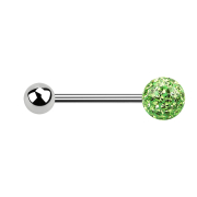 Micro Barbell argent avec boule et boule de cristal vert...