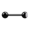 Barbell black with ball and ball crystal silver