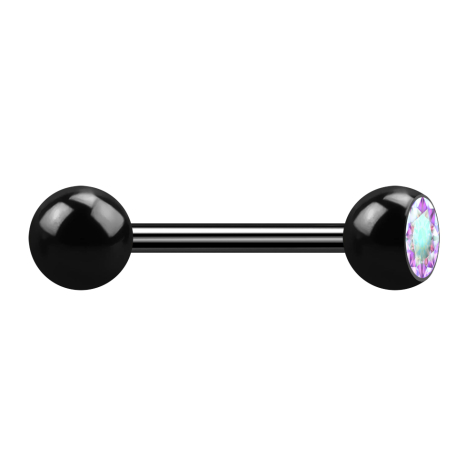 Barbell black with ball and ball crystal multicolor