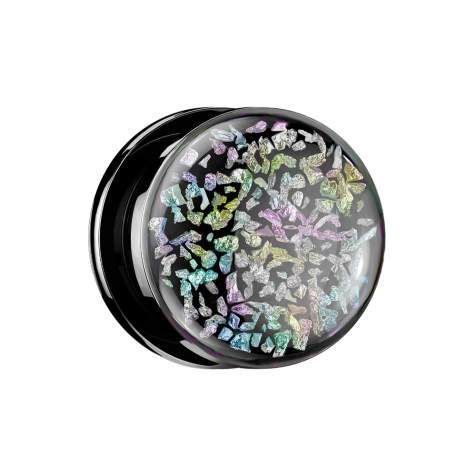 Flesh plug black rainbow fossil