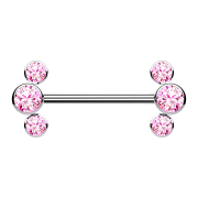 Threadless Barbell silber front drei Kristalle pink