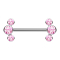 Threadless Barbell silber front drei Kristalle pink