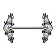 Threadless Barbell silber front mittig mit Kugeln und...