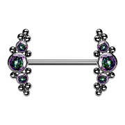 Threadless Barbell silber front mittig mit Kugeln und...